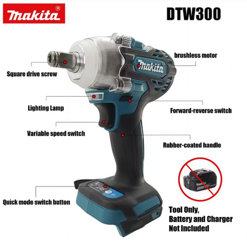 Makita Drill Dtw300 - Бесщеточный аккумуляторный гайковерт Makita DTW300 18В,