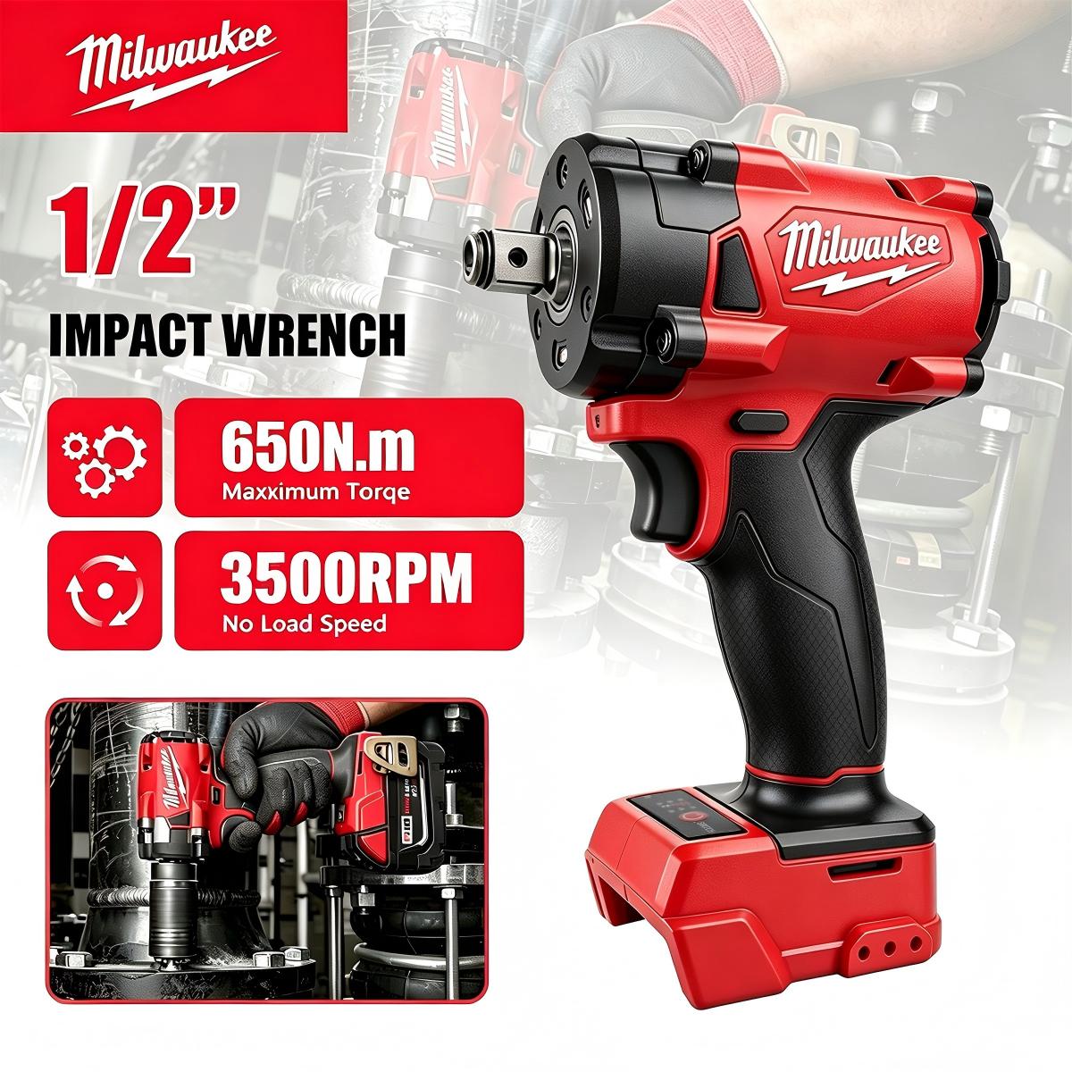 Milwaukee Drill M18 Fuel - Бесщеточный аккумуляторный ударный гайковерт Milwaukee 1/2''