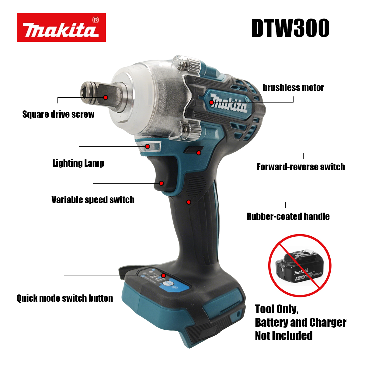 Бесщеточный ударный гайковерт  – обзор и цена Makita Drill Dtw300